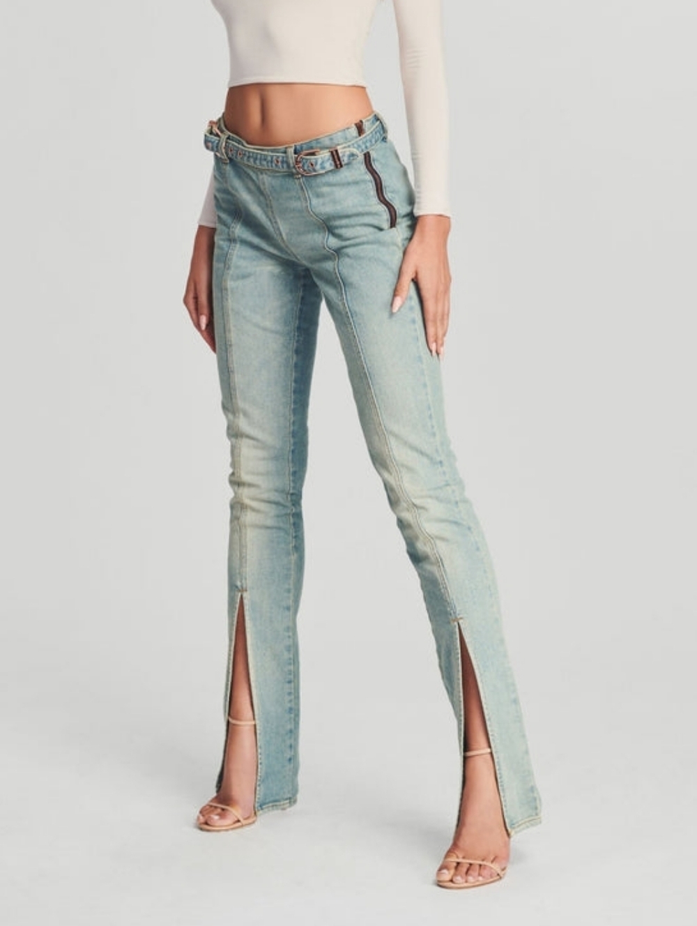29 Retrofete Low Rise Zip Side Slit Front Darby Jeans